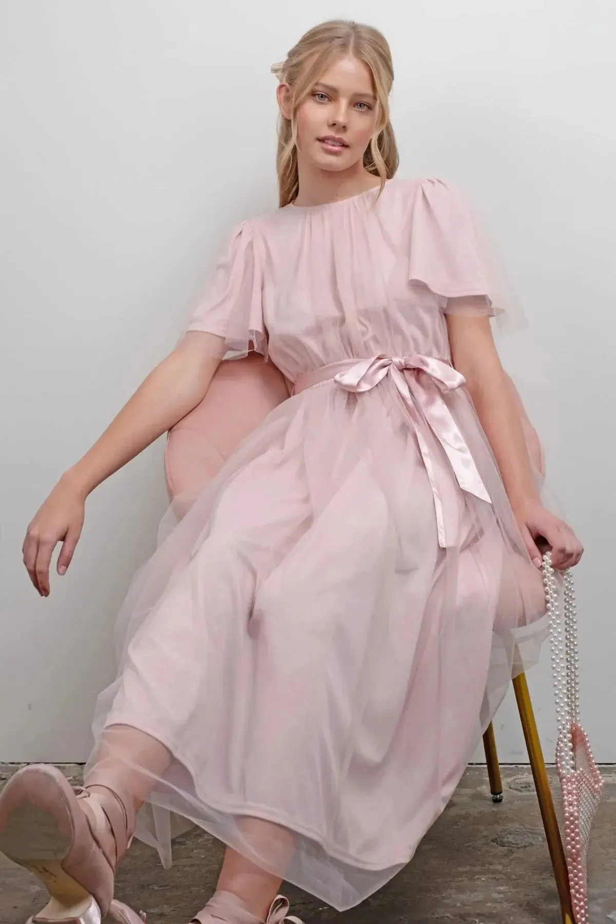 Blu Pepper Bella Tulle Dress – Elegant & Flowy Midi Dress