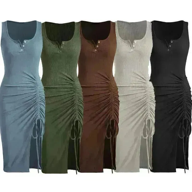 Bottom Drawstring Thread Dress Tight Skirt