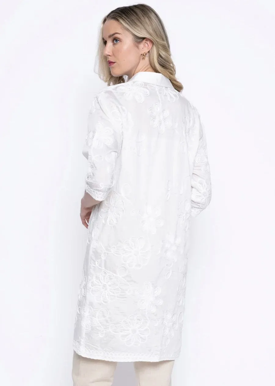 Embroidered Shirt Long White