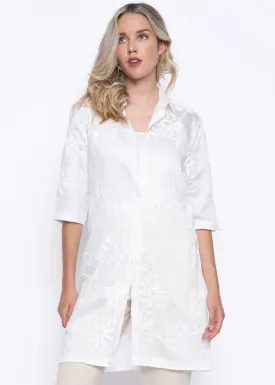 Embroidered Shirt Long White