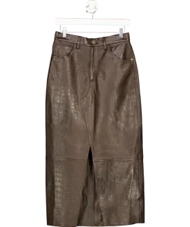 FRAME Brown The Midaxi Leather Skirt W27