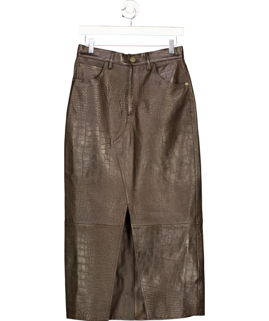 FRAME Brown The Midaxi Leather Skirt W27