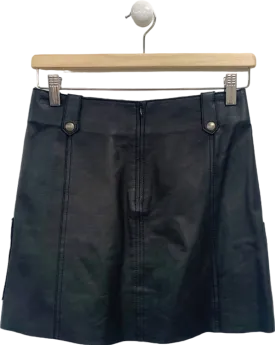 Intropia Black Leather Mini Skirt UK 6