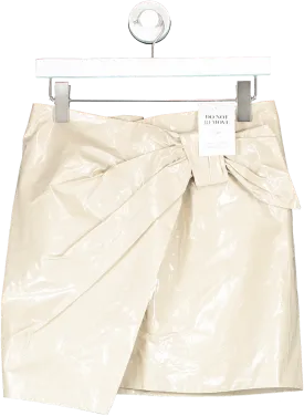 Isabel Marant Cream Leather Look Mini Skirt With Knot Detail UK M