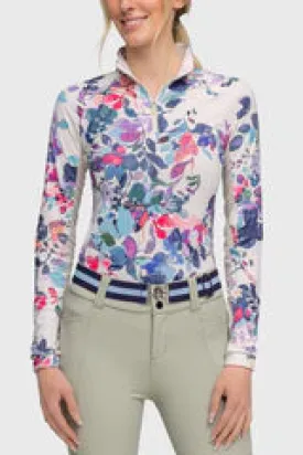 Kastel Long Sleeve Amethyst Watercolor Floral 1/4 Zip