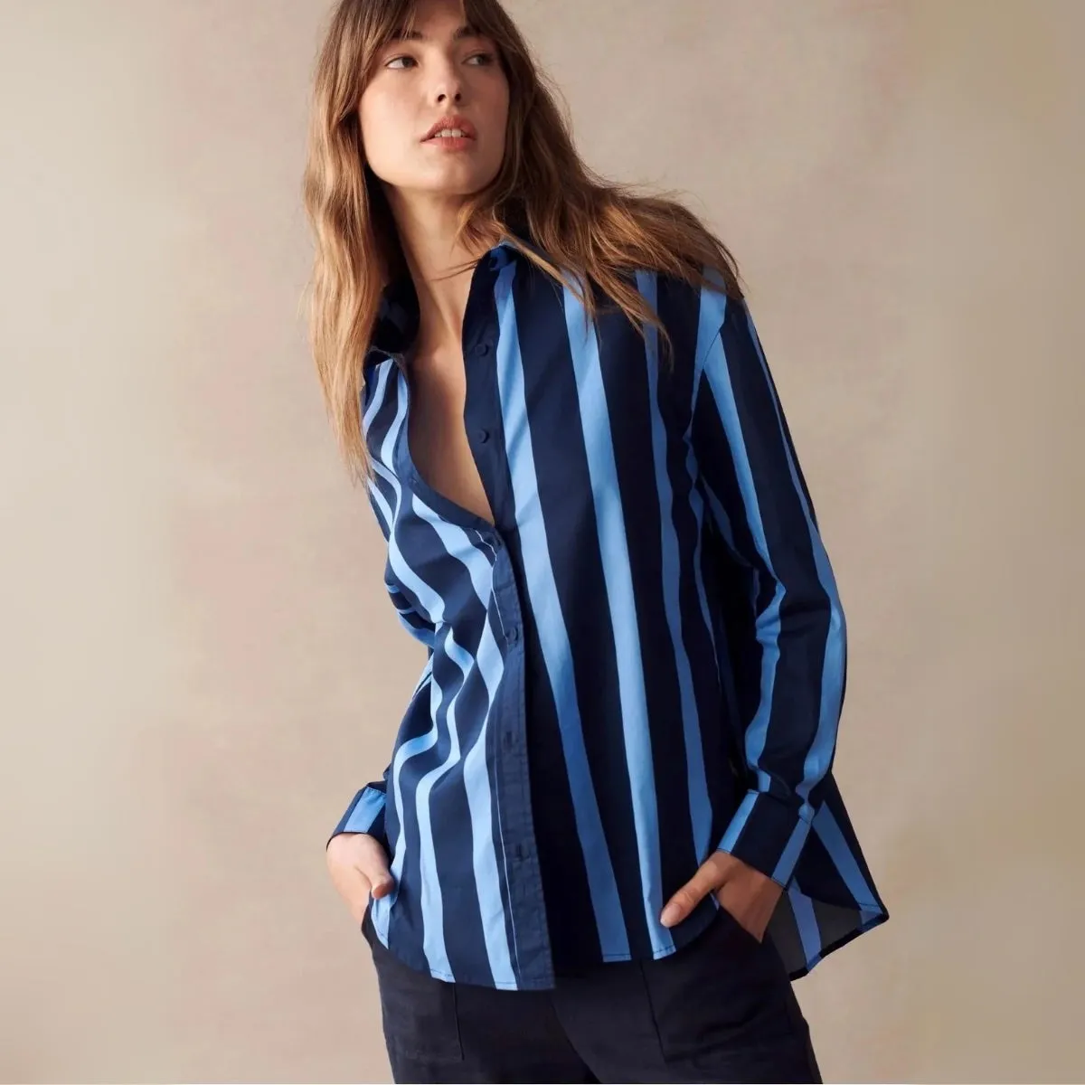 Kira Stripe Shirt (Navy)