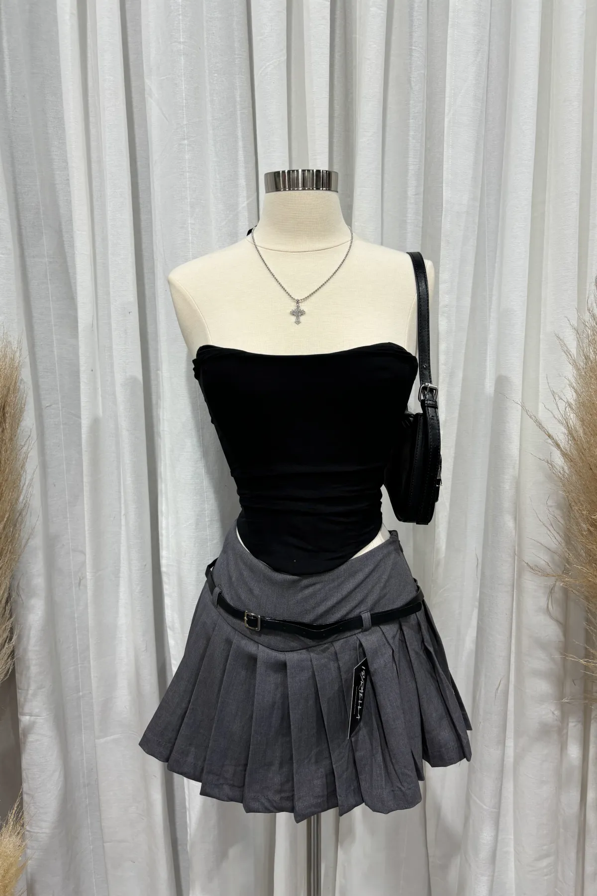 Monica Mesh Corset Top (Black)