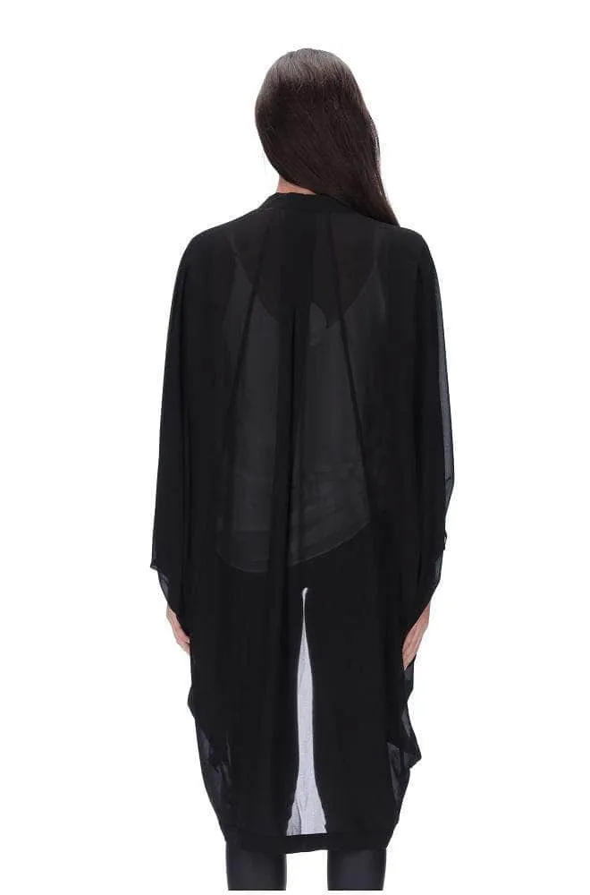 Plain Kimono Black Long