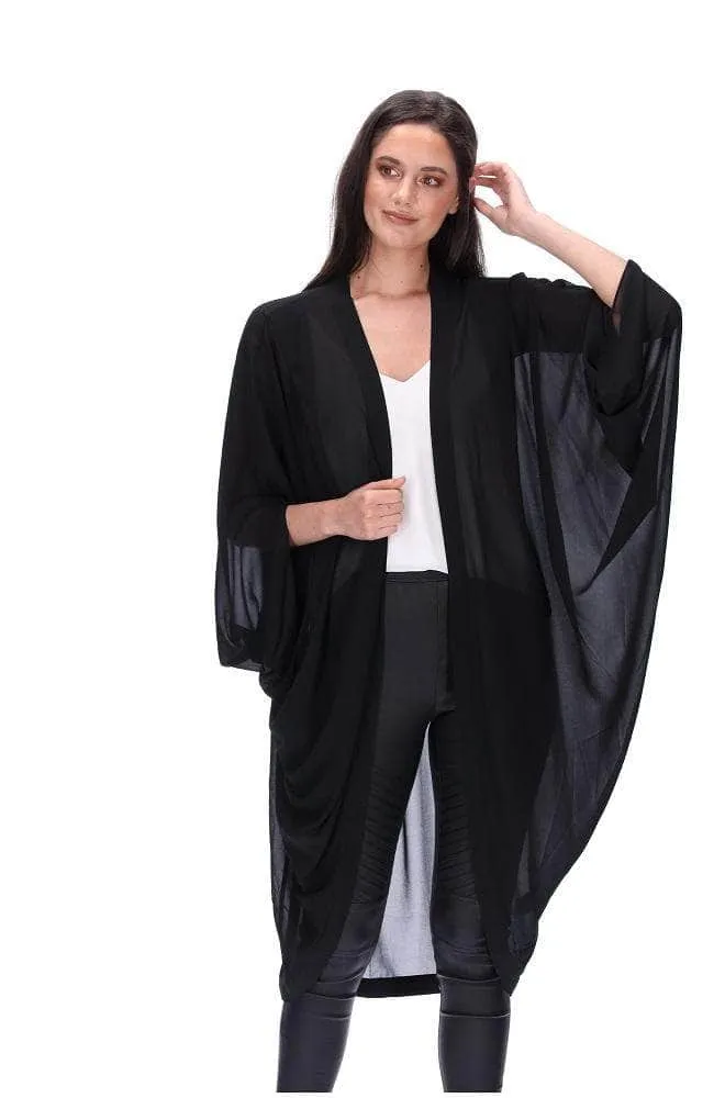 Plain Kimono Black Long