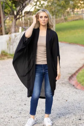 Plain Kimono Black Long
