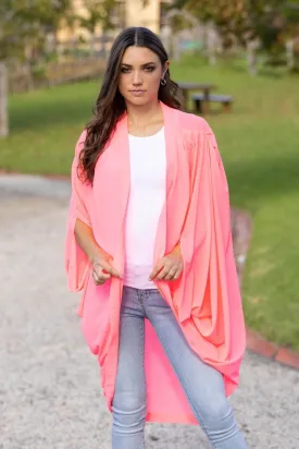 Plain Kimono Fluro Pink Long