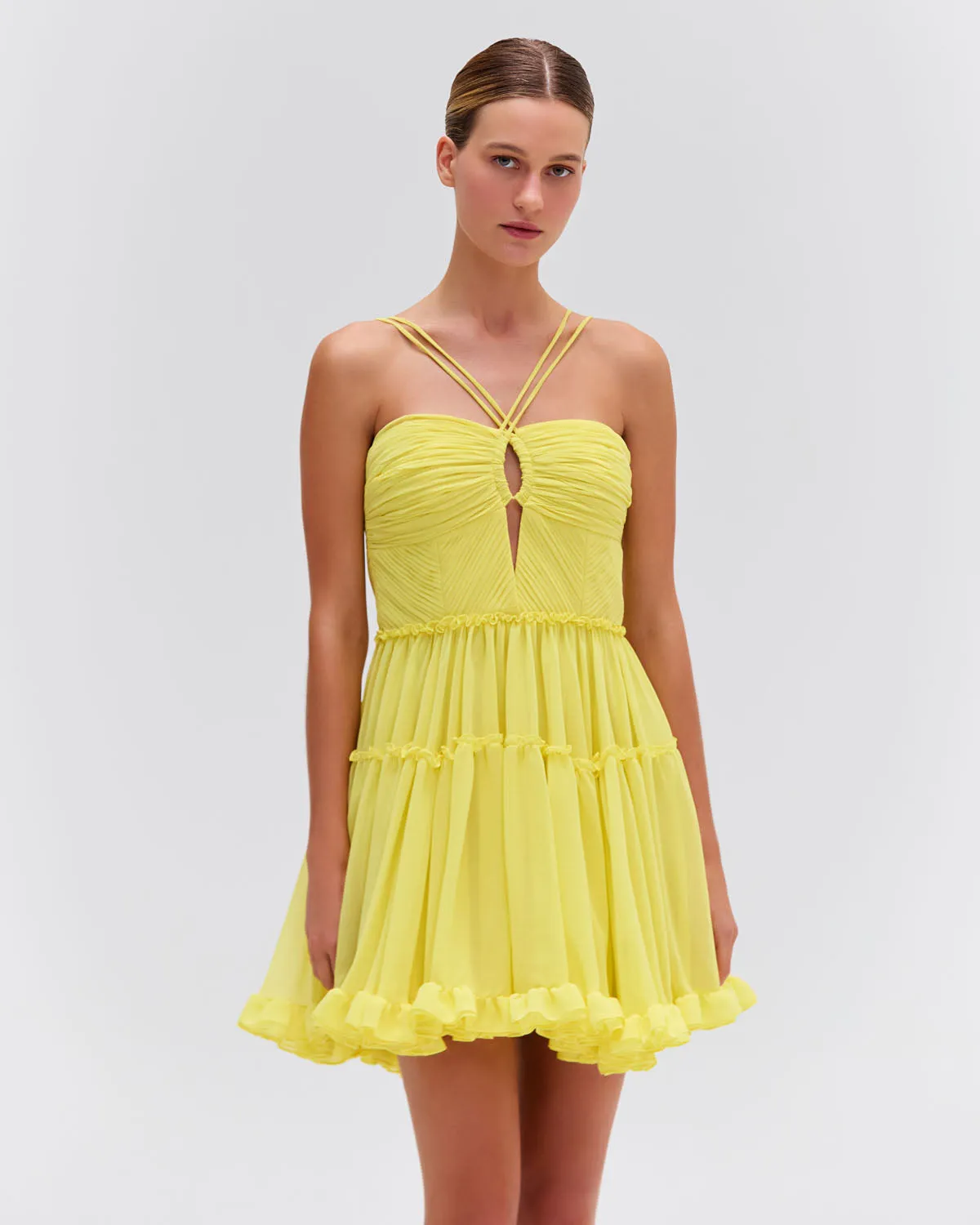 Pleated Chiffon Mini Dress