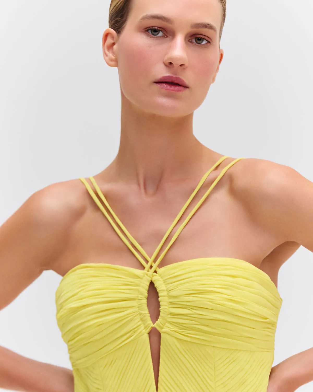 Pleated Chiffon Mini Dress