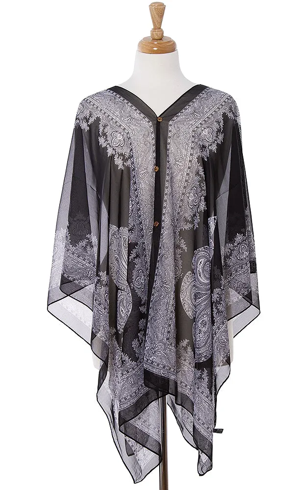 PP3361 / LC514 / JP337 Paisley Print Chiffon Poncho
