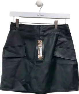 River Island Black Faux Leather Mini Skirt UK 8