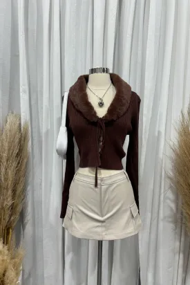 Spears Fur Long Sleeve Top (Brown)