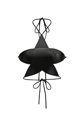 Starlet Leather Halter Top (Black)