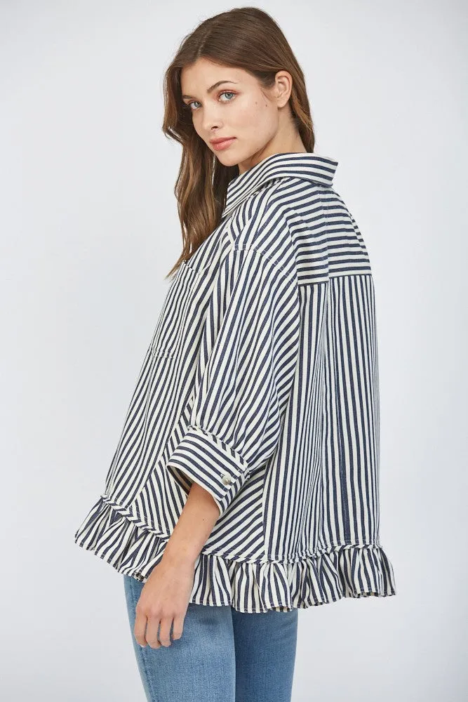 Striped Twill Shacket