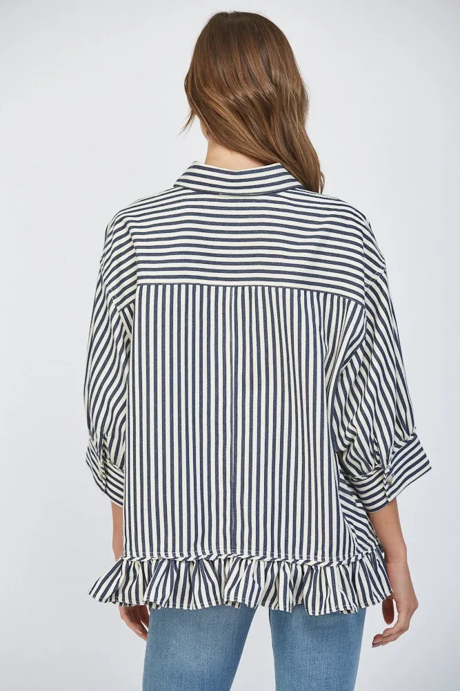 Striped Twill Shacket