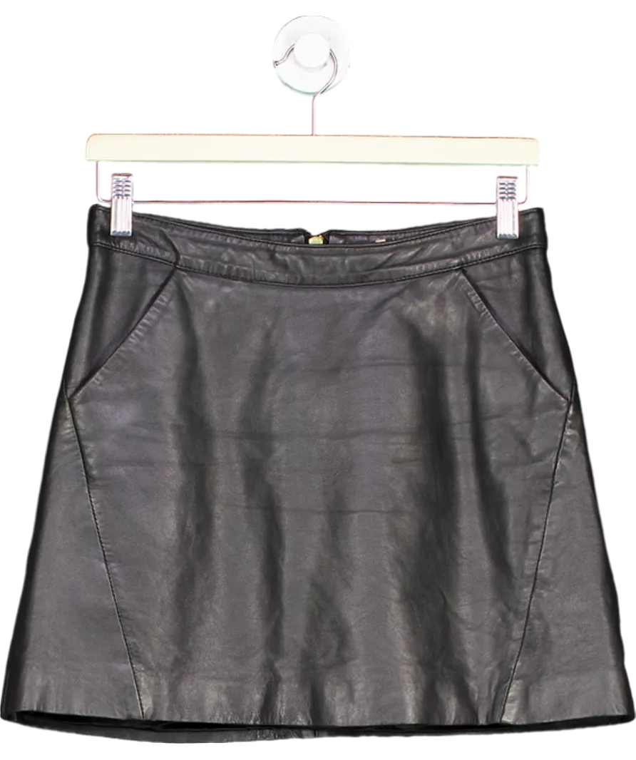 Topshop Black Leather Mini Skirt UK 10